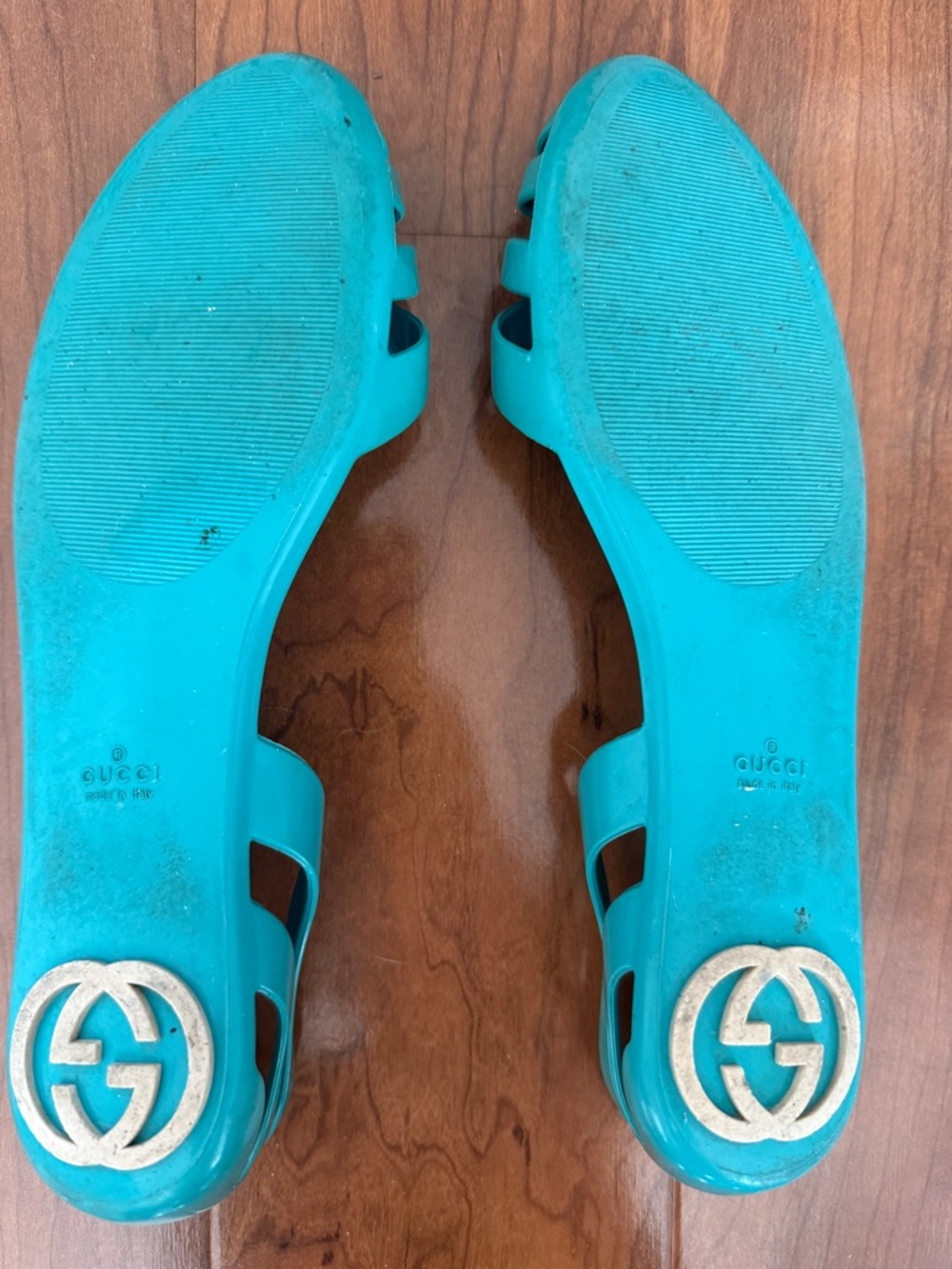 Gucci Turquoise Jelly Flat Sandals - Women's - Picture 4 of 6